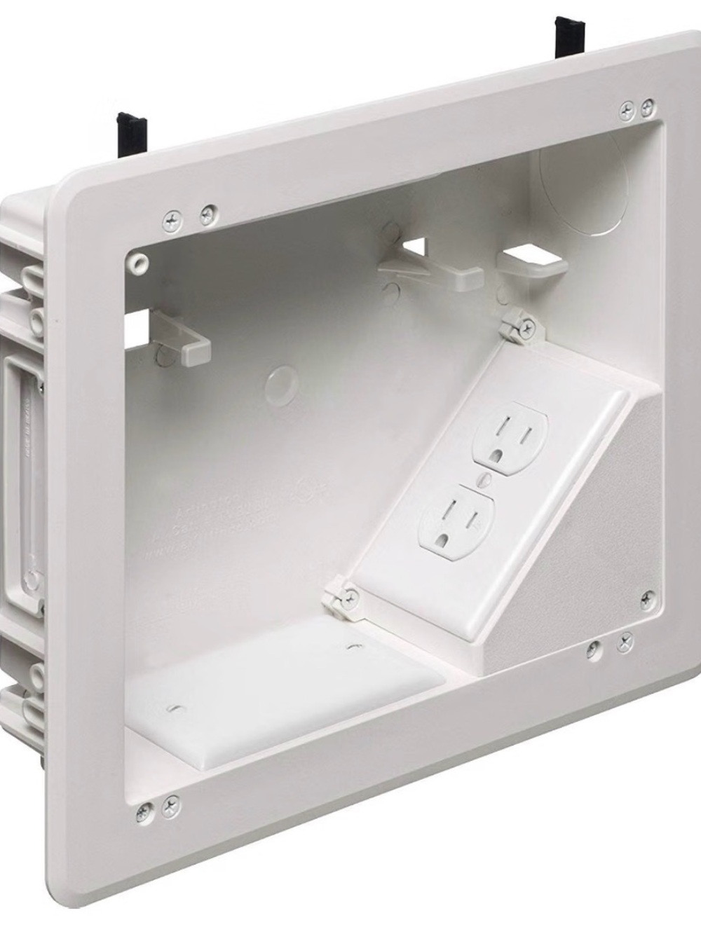 Recessed In-Wall Power and AV Outlet Box - White
